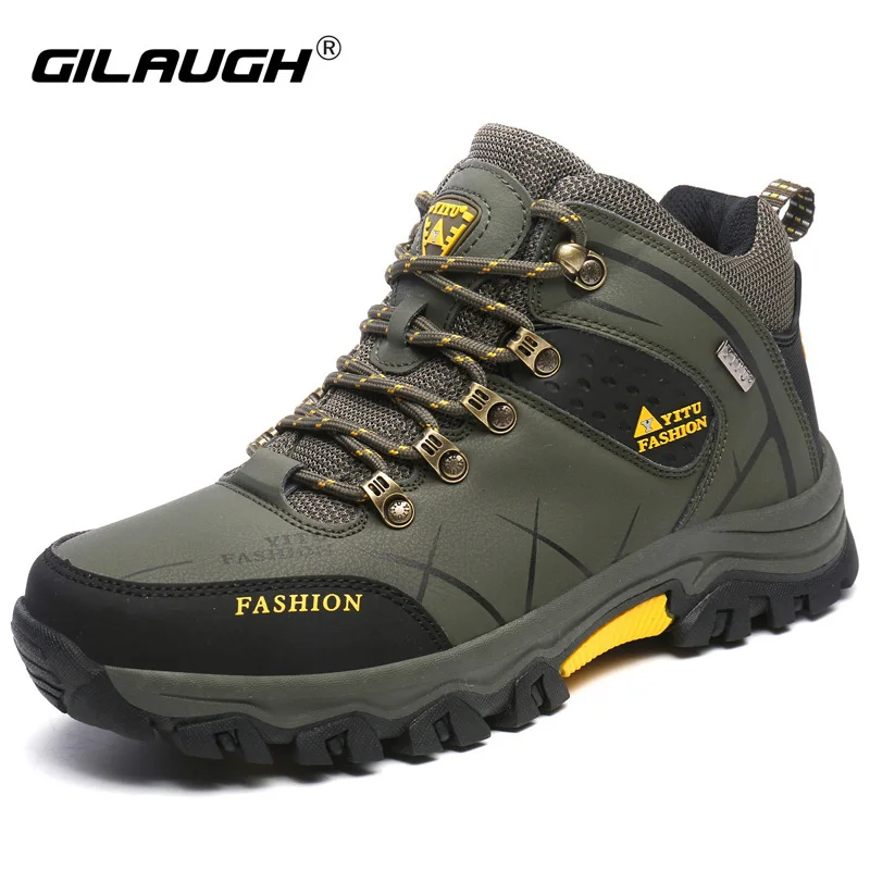 

New Outdoor Men Hiking Boots Winter Sneakers Waterproof Leather Sport Shoes Plush Super Warm Walking Climbing Trekking Snow Shoe