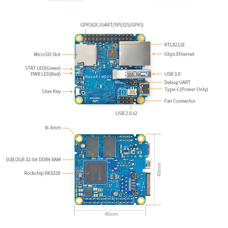 NanoPi NEO3 1GB/2GB DDR4 RK3328 Cortex A53 Quad-core 64-bi Support Linux Ubuntu Core Upgrade Nanopi NEO2 dropship - купить по