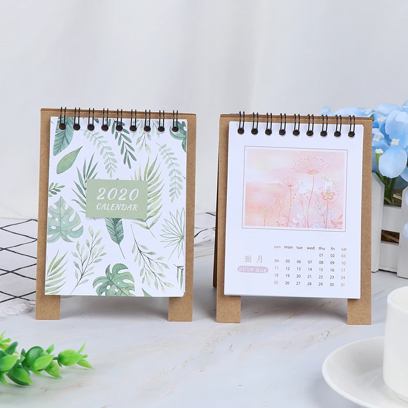 Ручной рисунок 2020 свежий мультфильм Мини Фламинго настольная бумага календарь