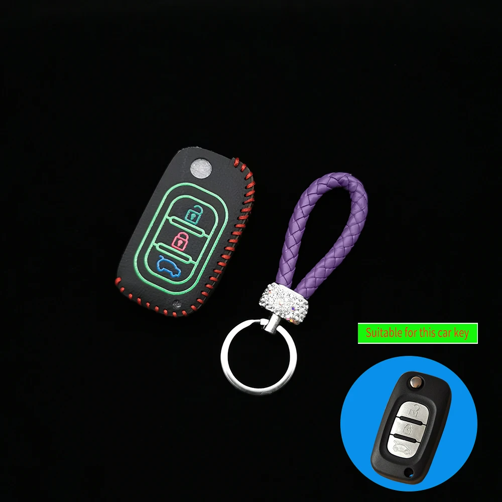 

Leather Car Key Cover Case For LADA Sedan Largus Granta Kalina Vesta X-Ray Foldable Keychain 3 Button Remote Control Box