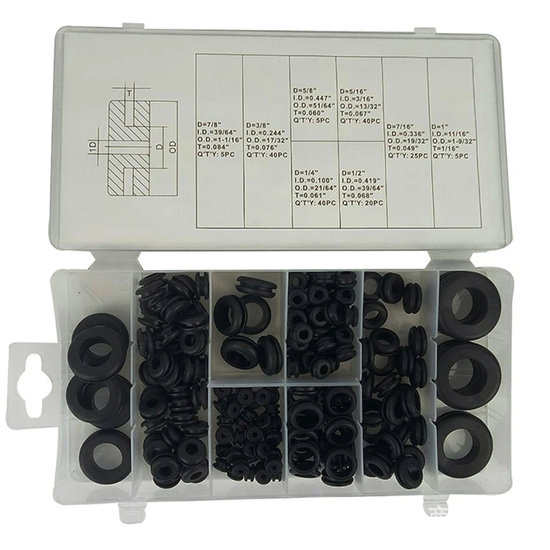 180 шт. черная резиновая прокладка для межсетевого экрана набор стопорных колец