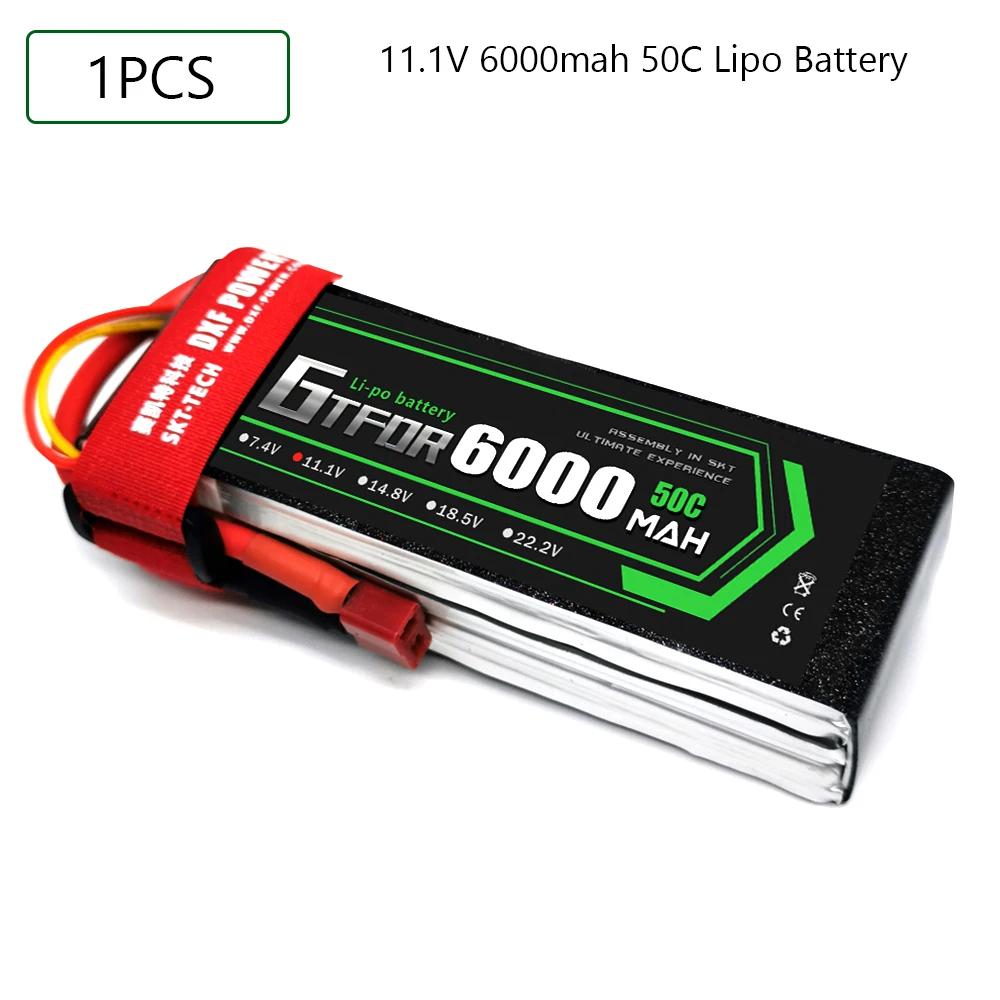 GTFDR-bater&iacute;a Lipo 3S para Dron de carreras, 11,1 V, 6000mah, 50C-100C, XT60 T, Deans, XT90, EC5, 50C-1