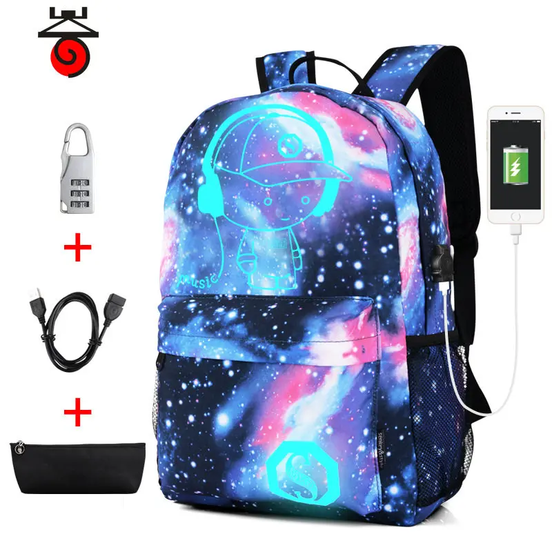 10 with USB Bag Модный Светящийся рюкзак для мужчин и женщин, Оксфорд, анти вор, школьные сумки для девочек, мальчиков, студентов, милый USB зарядный рюкзак для ноутбука - Цвет: 10 with USB Bag