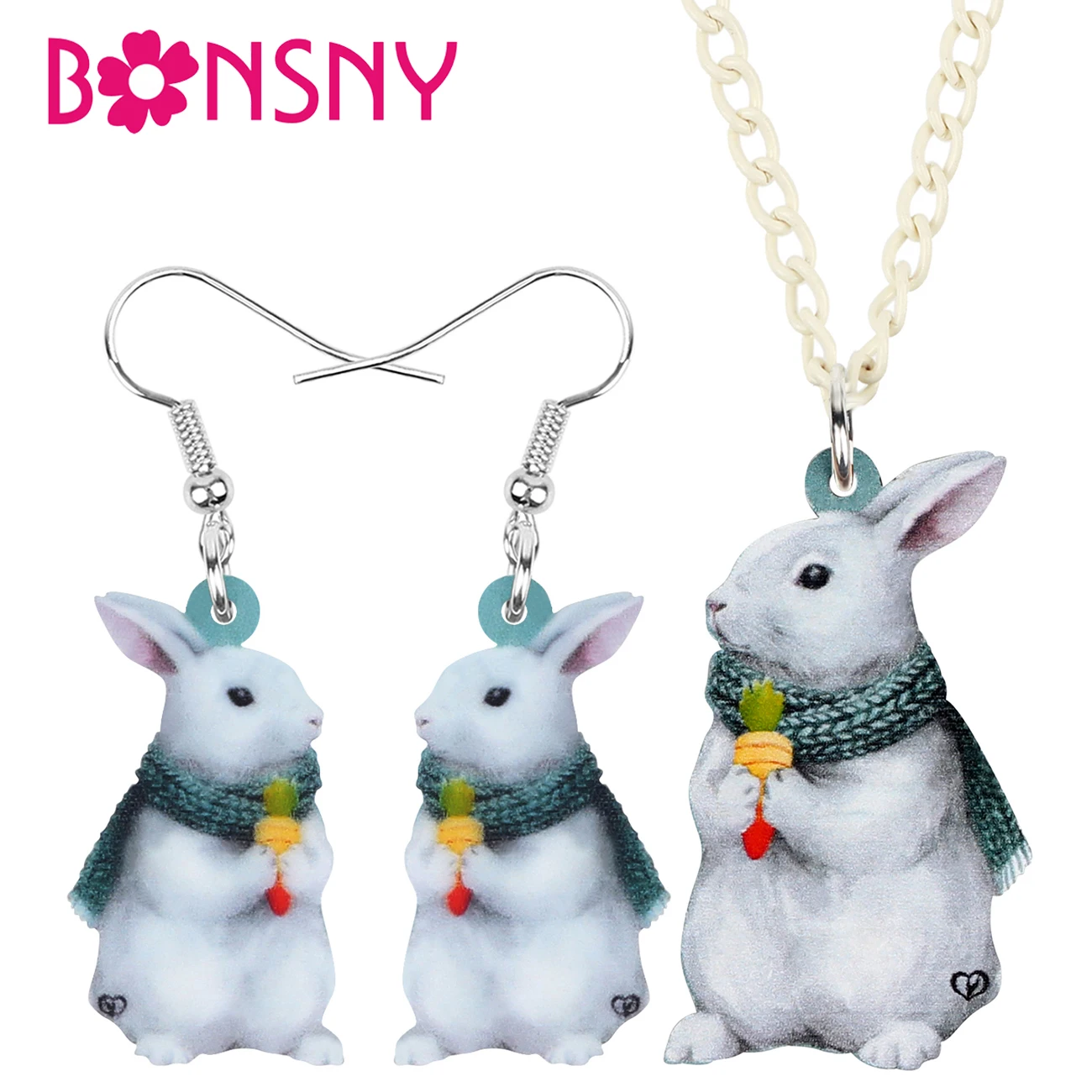 ARWA акриловый белый Пасхальный заяц кролик комплект ювелирных изделий милые