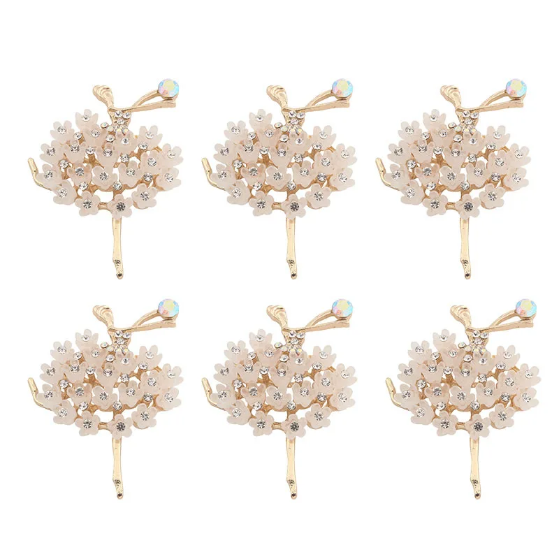 48mm Dancing Ballet Shape Craft Supplies For Weddings Gold Diy Hair Bow Accessories Flat Back Rhinestone Embellishments 2pieces