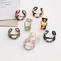 vintage colorful acrylic acetic acid transparent hollow round open rings geometric ring for women fashion jewelry