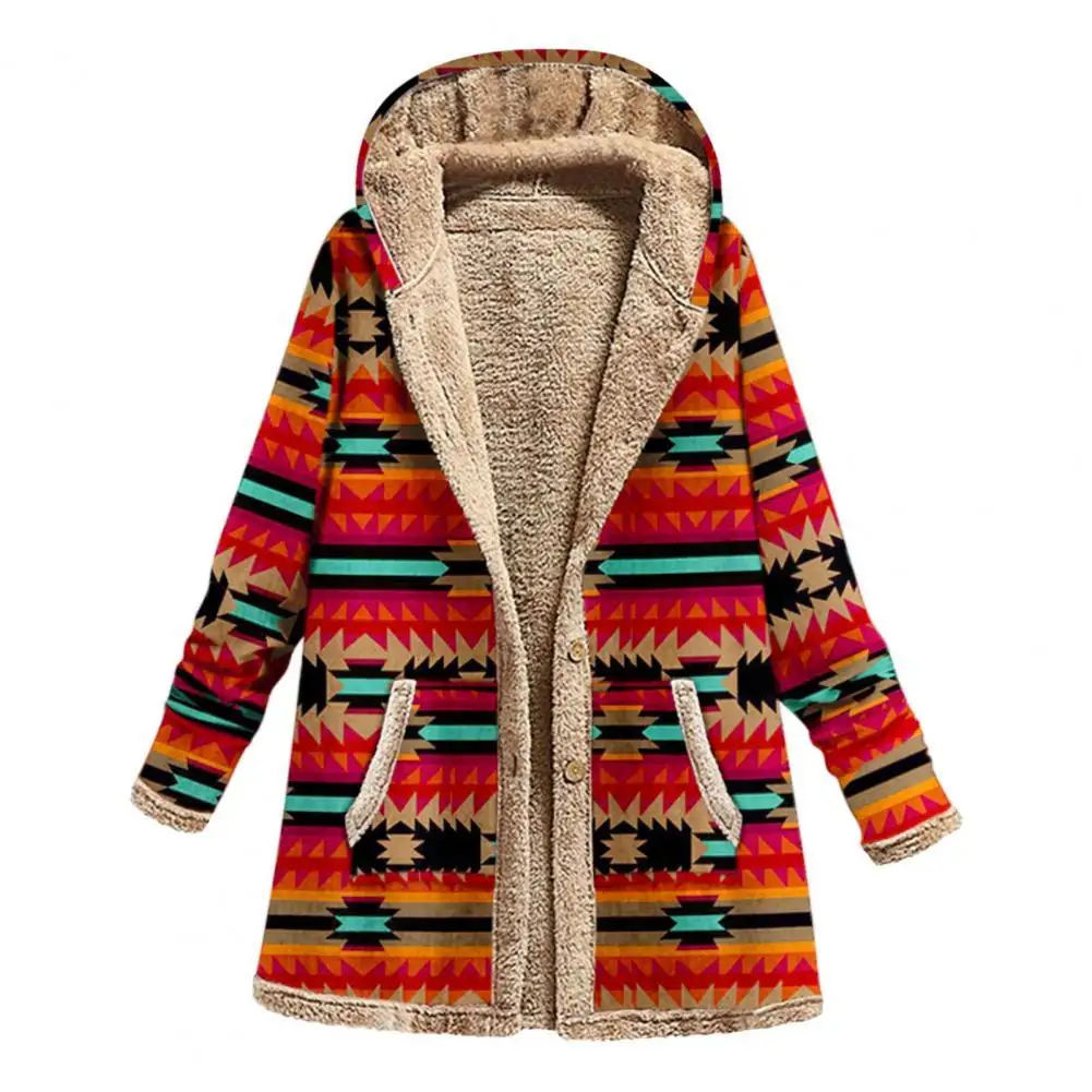 

2021 Winter Vintage Women Jackets Ethnic Style Single Breasted Autumn Winter Warm Hooded Jacket for Office куртка женская