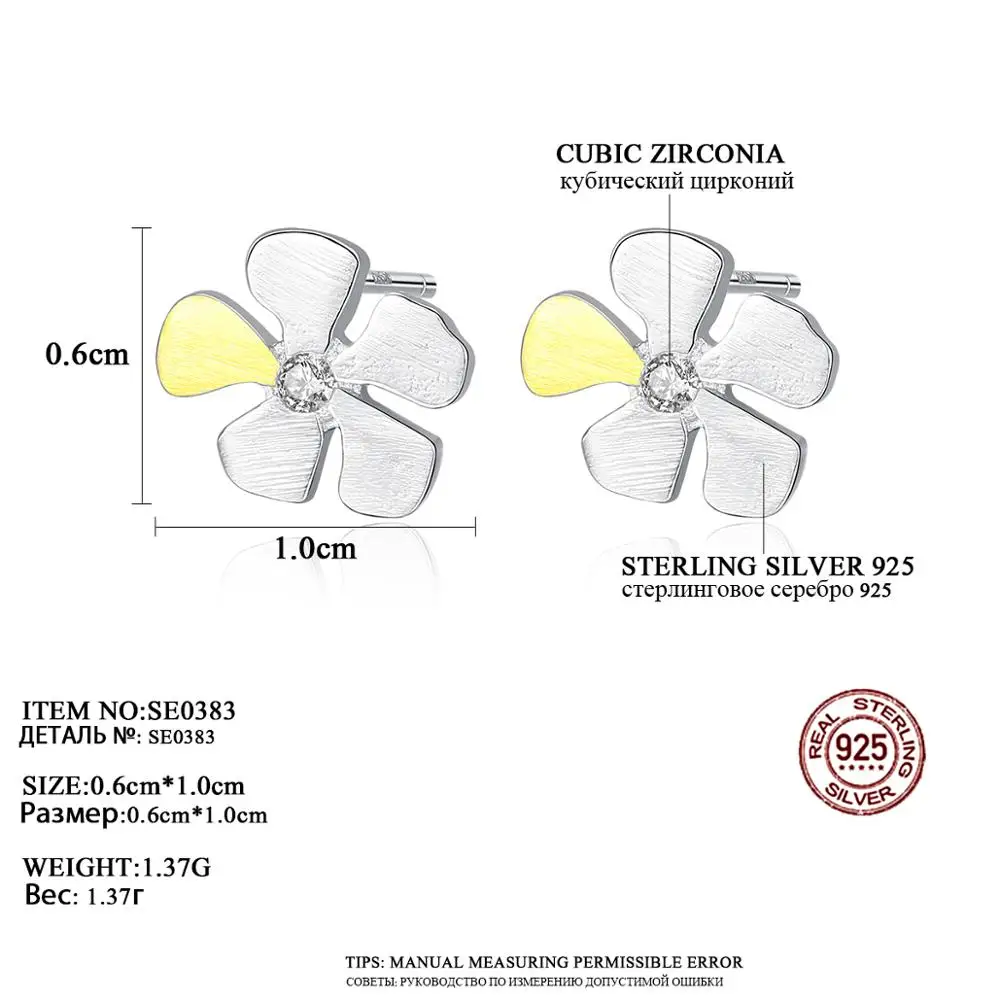 

SANYU Elegant 925 Sterling Silver Zircon Snowflake Stud Earrings for Women Fine Jewelry Boucle Flower DOreille Femme Gifts