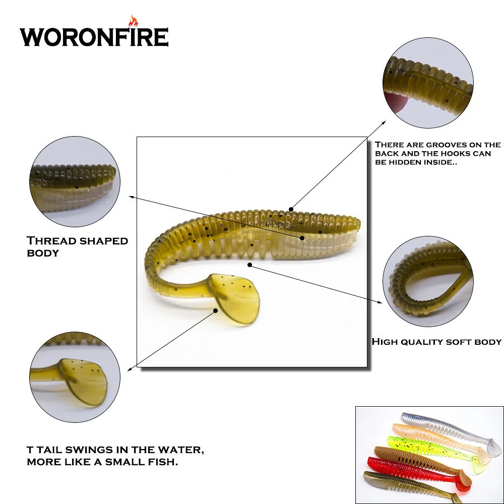 Приманка рыболовная мягкая с Т-образным хвостом 11 см 5 шт./лот | Спорт и