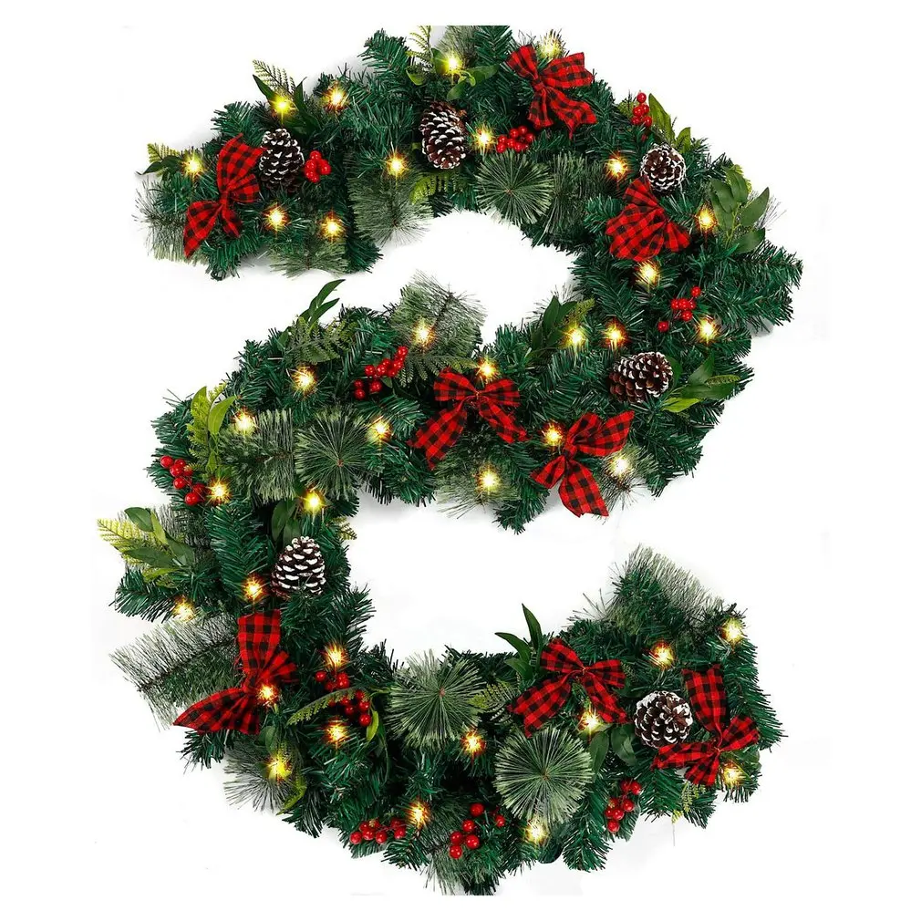 

2.7 Meters Christmas Decoration Ball Garland Encrypted Christmas Garland Green Rattan with Light Merry Christmas Decorations