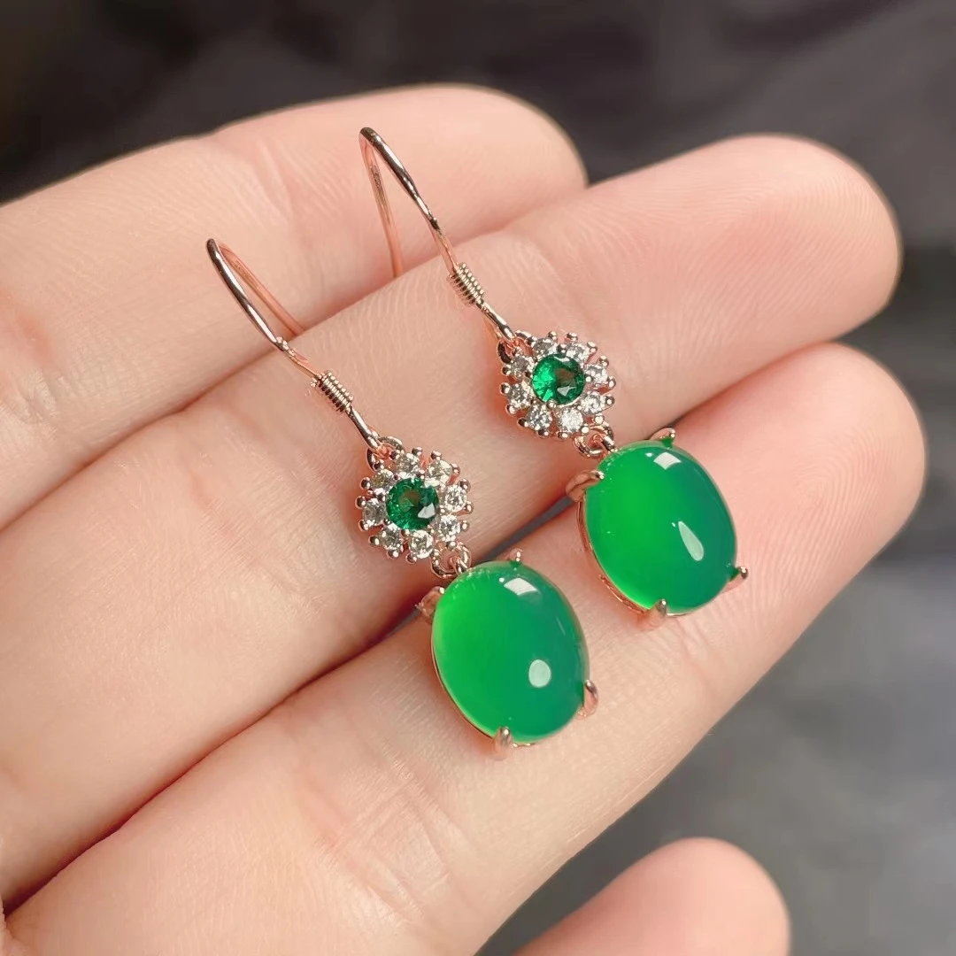 

LETSFUN Real Silver 925 Green Jade Gemstone Lucky Wish Pendant Necklace Ring Earrings Jewelry Sets for Women