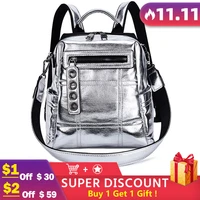 nigedu glitter backpack women shoulder bag multifunction backpacks for teenage girls schoolbag female rucksack travel bag silver