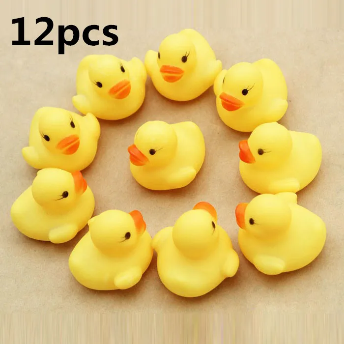 12pcs 12/24 шт. душ игрушки утки Пластиковые уточка Детские От 5 до 7 лет одна дюжина игрушка в подарок сжатие вызова резиновая уточка подарки для детей, игрушка - Цвет: 12pcs
