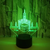 mosque model led night light 3d illusion color changing bedroom nightlight unique gift for muslims home decor table night lamp
