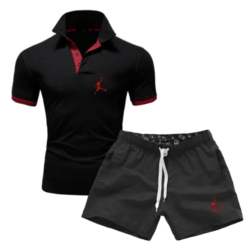 

2021 Fashion Brand Suit Summer Short Sleeve Polo Shirt + Shorts 2-Piece Set Men's Casual Polo Shirt Business Men's Polo Shirt Me