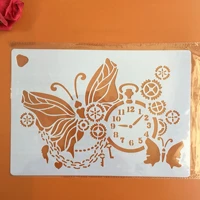 a4 2921cm reusable butterfly watch stencil for diy scrapbook painting decoration stamping paper card drawing template mold