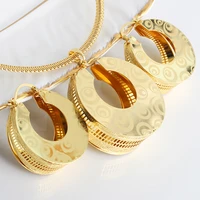fashion 24k gold dubai jewelry sets for women earrings necklace pendant round for african wedding jewelry set gift