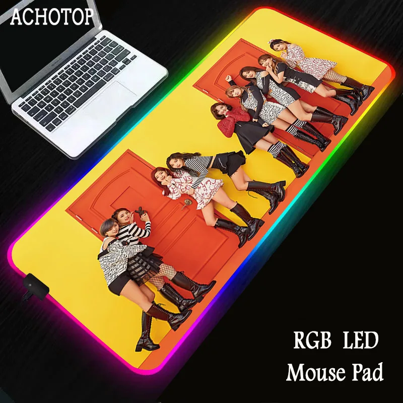 

Girl Twice Large LED RGB Gaming Mouse Pad 2M Elbow USB Data Cable Mousepad Gamer Computer Keyboard Pad Mat XXL for Persona Anime