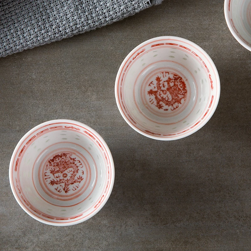 Керамическая чайная чашка Цзиндэчжэнь 50/100 мл чаша винтажная Китайская Красная