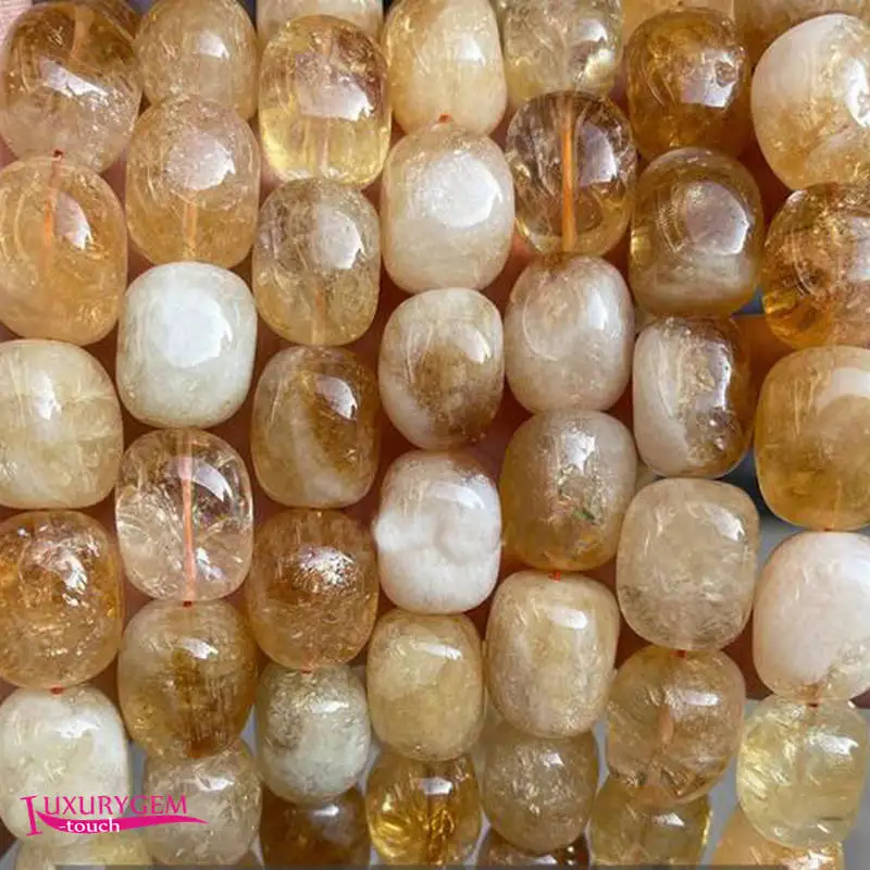 Natural Citrines Crystal Stone Spacer Loose Beads 15x20mm Smooth Irregular Shape DIY Jewelry Making 38cm a3730