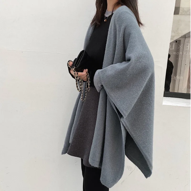 LANMREM ВЕСНА Новинка 2020 свитер женский кардиган свободный сплошной цвет накидка