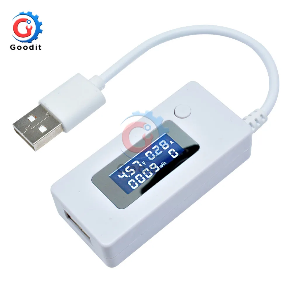 KCX 017 с белым шлейфом Амперметр ЖК дисплей мини USB Напряжение ток емкость монитор