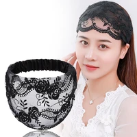 free shipping breathable lace covering white hair hairband womens wide brimmed fashion all match thin turban headband
