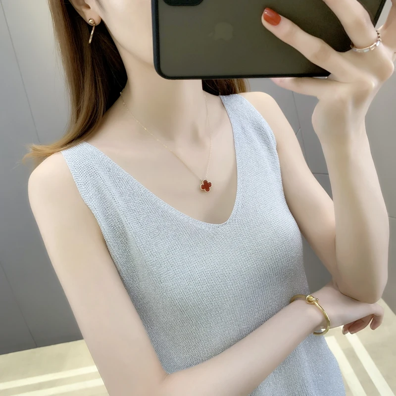 

20076 5 ranked no. 1 (2) make ice silk highlight silk v-neck condole belt vest 17