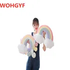 Детская подушка для сна с радужными облаками, луной, звездой на удачу, ракушкой и звездами