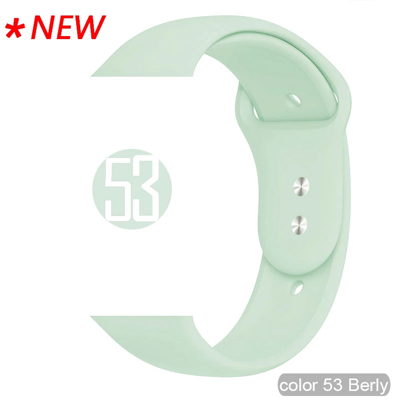 Мягкий силиконовый спортивный ремешок для Apple Watch 5 4 3 2 1 38 мм 42 мм, резиновый ремешок для часов Iwatch series 5 4 40 мм 44 мм - Цвет ремешка: 53 Beryl