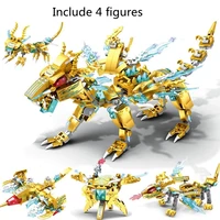4in1 ninja gold dragon knight swordsman model figures building blocks kids toys bricks gift for children boys