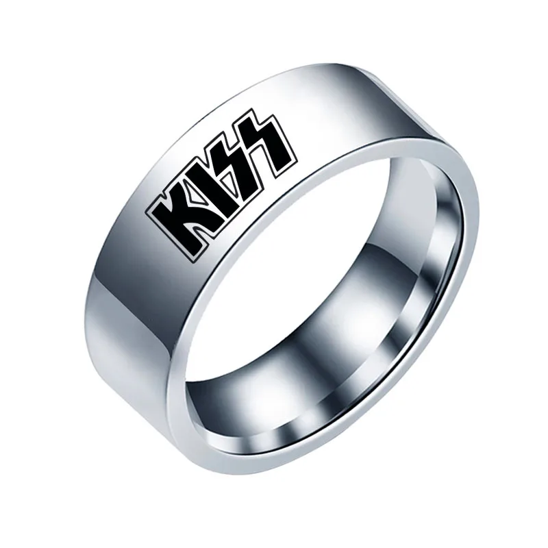 Модные украшения из нержавеющей стали Кольцо KISS аксессуары Черные кольца для женщин 8 мм Подарки Рождество Присутствуют.