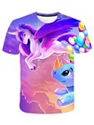 Футболки для мальчиков и девочек с 3D принтом единорога, Милая футболка с единорогом для девочек, новые летние футболки, топ, одежда для детей, мультяшная одежда, повседневная Подростковая