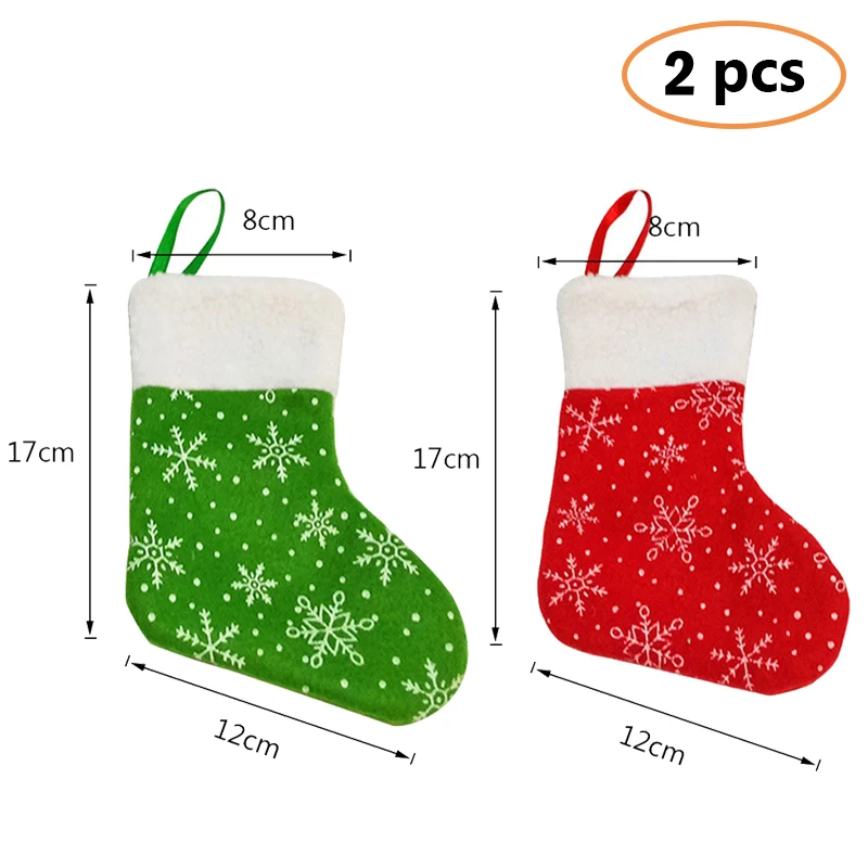 2pcs 8x17x12cm Рождественские чулки, носки, кошка, собака, лось, Navidad, год, мешок для конфет Рождество, украшения, рождественские елки, вечерние подарочные сумки для детей - Цвет: 2pcs 8x17x12cm