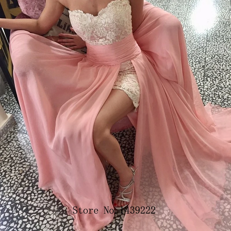 Розовое шифоновое складки вырез сердечком вечернее платье для выпускного вечера
