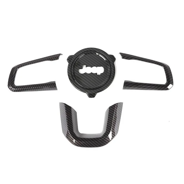 A carbon fiber 4pcs MOPAI интерьерные молдинги для Jeep Wrangler JL+ Автомобильный руль декоративный чехол для Jeep Wrangler автомобильные аксессуары - Название цвета: A carbon fiber 4pcs
