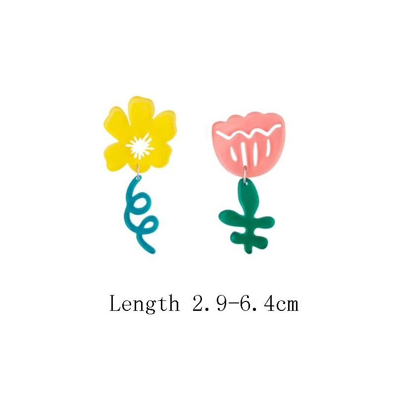 

2021 New Korean Lovely Colorful Acrylic Resin Flower Tulip Transparent Single 1 Pcs Stud Earrings For Women Jewelry