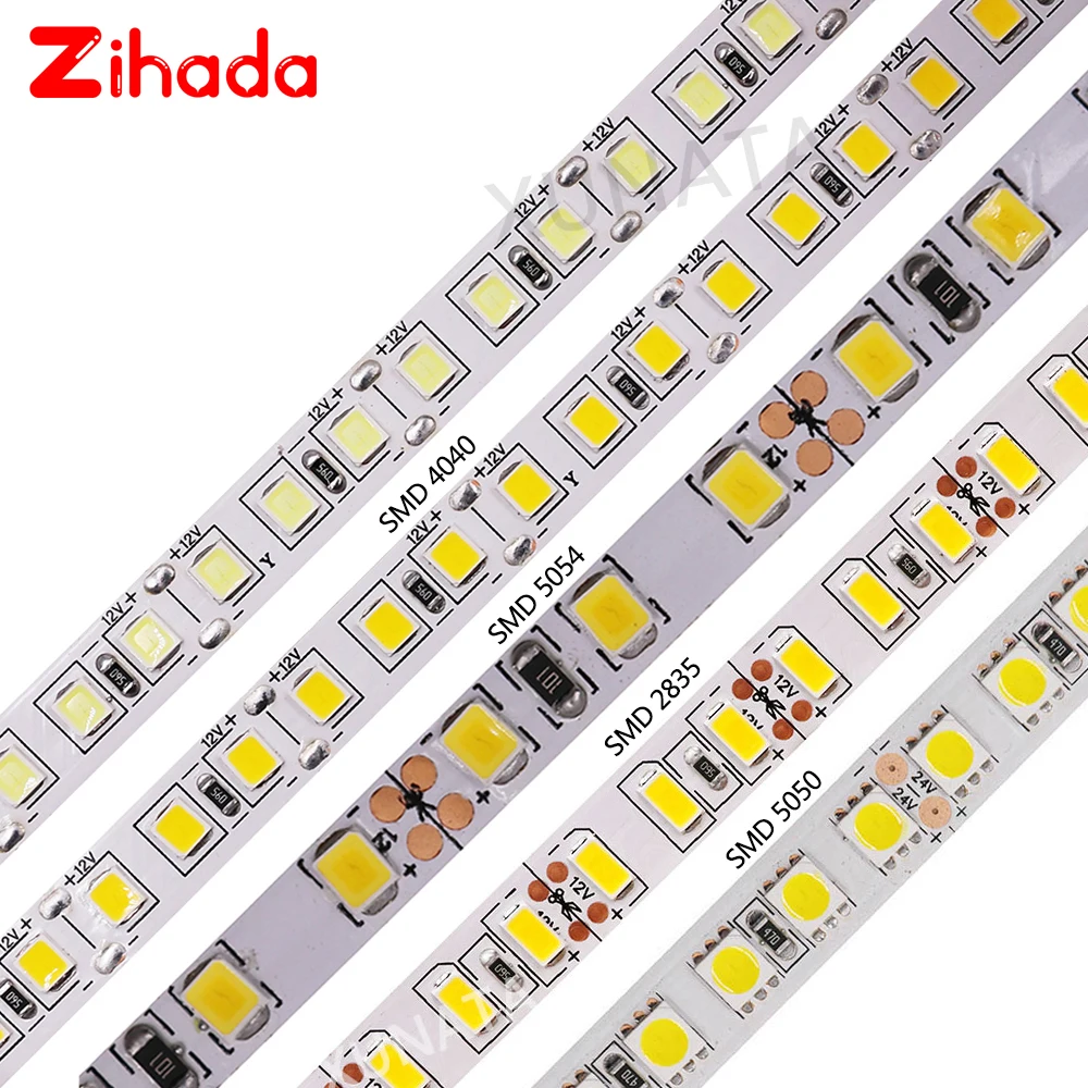 Светодиодная лента 12 В SMD 5050 5054 2835 120 светодиодов/м светодиодный светильник