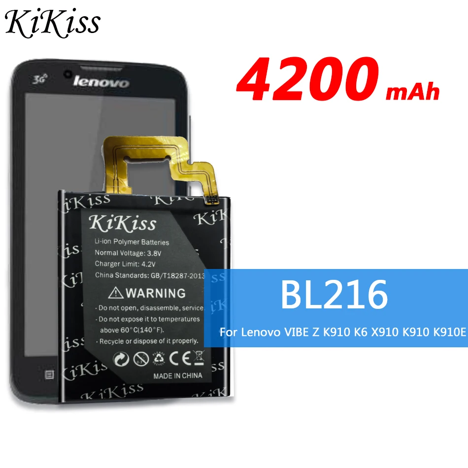 BL216 4200 мАч аккумулятор большой емкости для Lenovo VIBE Z K910 K6 X910 K910e BL-216 Bl216 мобильный