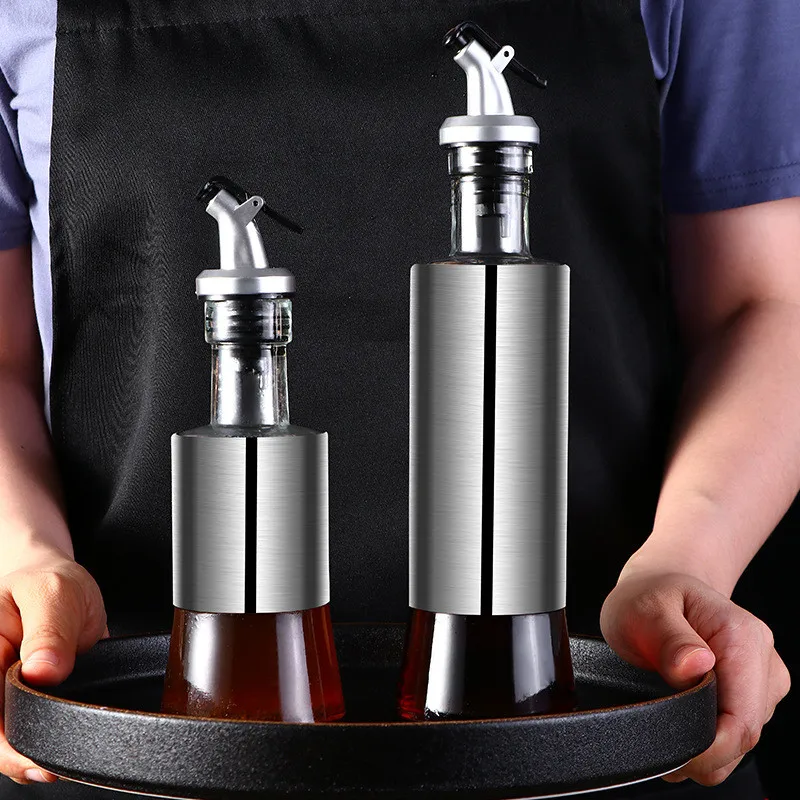 

300Ml Stainless Steel Leak Proof Olive Oil Bottle Leakproof Sauce Vinegar Oil Bottle Glass Seasoning Bottle For Kitchen Tools
