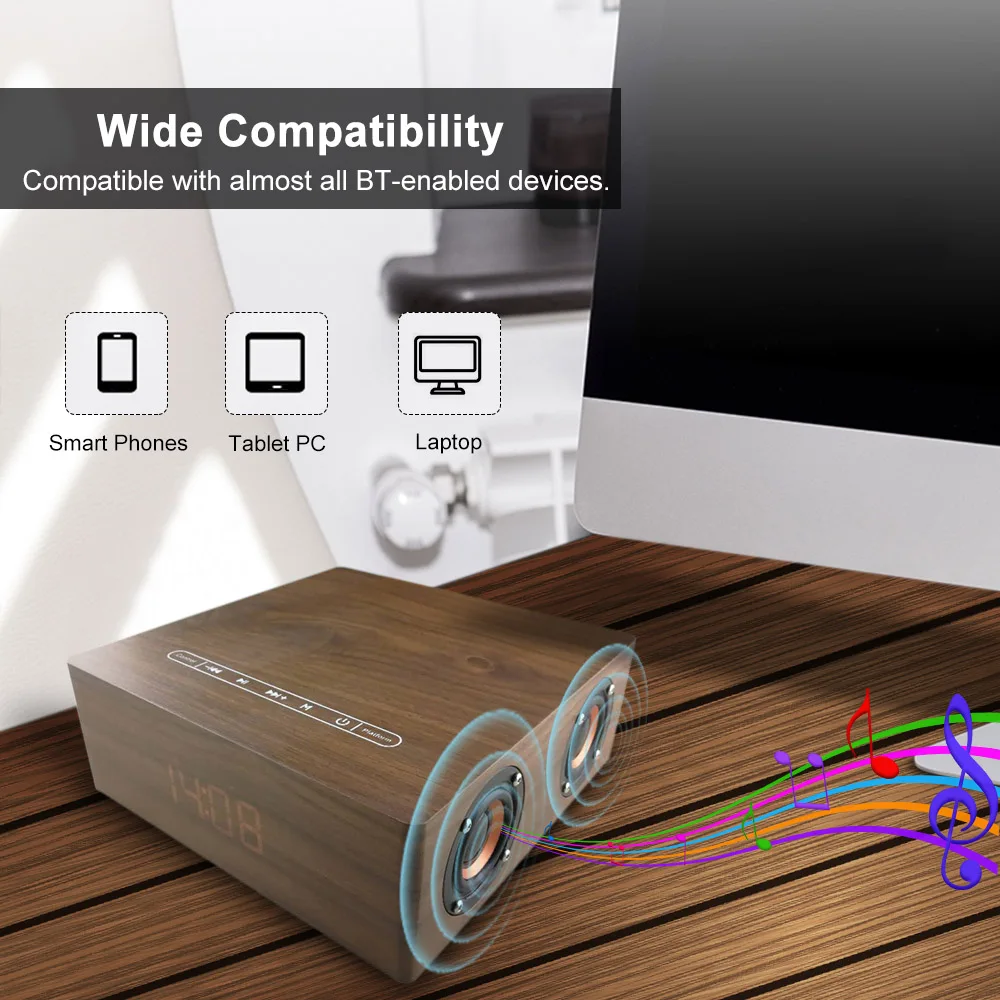 Bluetooth Колонка Q5C деревянная с поддержкой TF карты и U диска|Портативные колонки| |