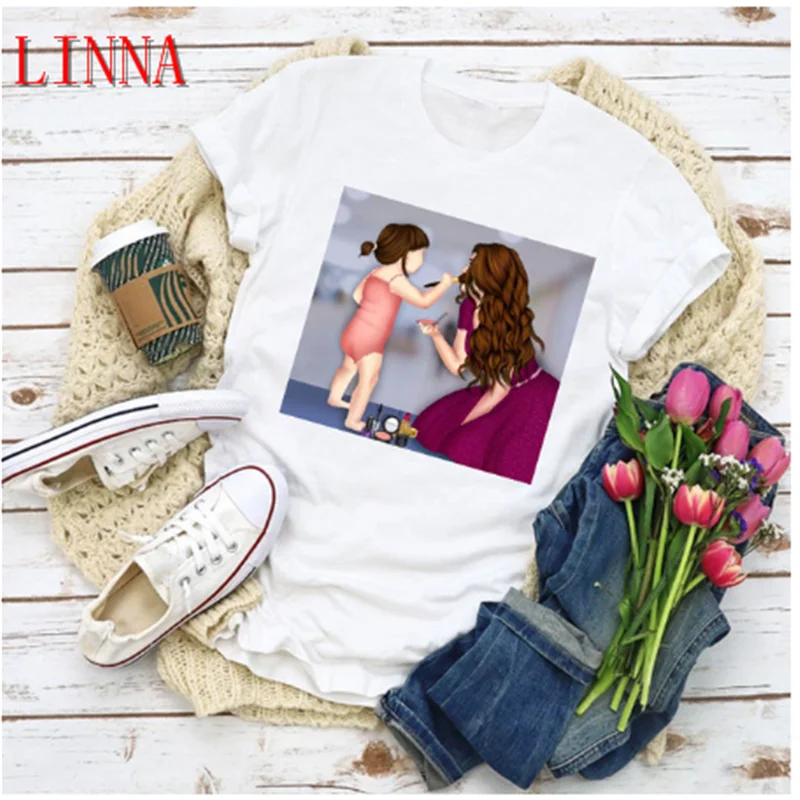 LINNA Graphic Женская мультяшная Мода для мамы и детей летняя женская одежда с Y