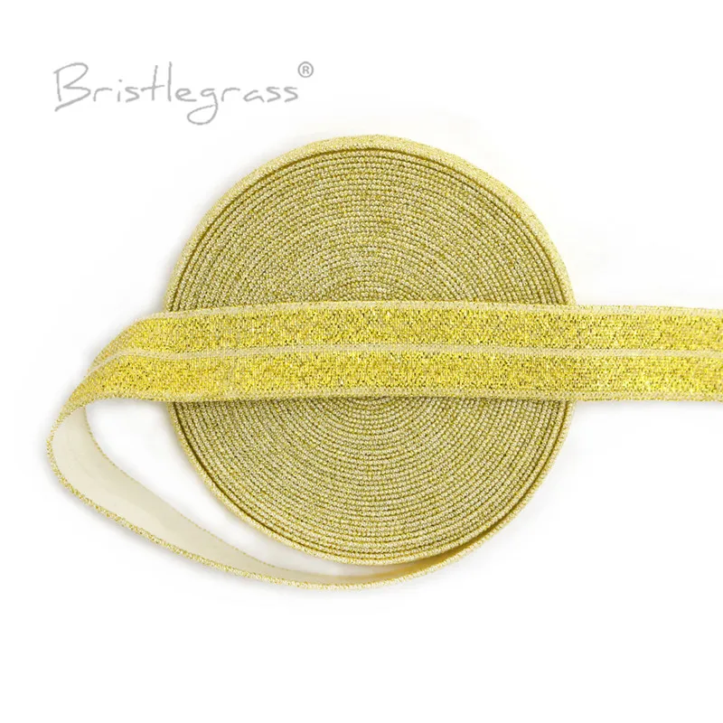 BRISTLEGRASS 5 ярдов 5/8 &quot15 мм Серебристые блестящие белые складные эластичные ленты из