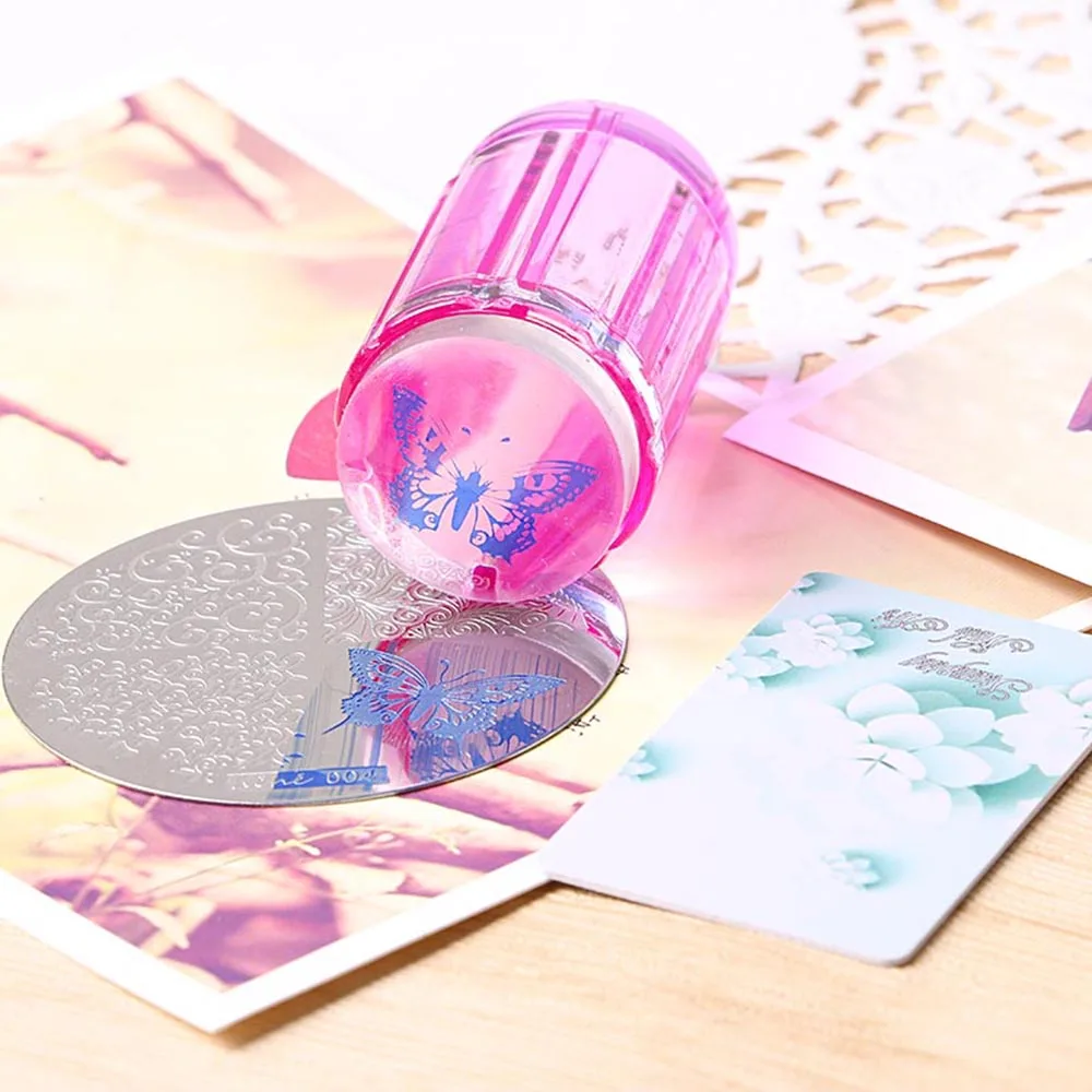 

1pc 4 Colors Clear Stamper 2.8cm Jelly Silicone Nail Stamping Stamp Scraper With Cap Polish Print Transfer Nail Stamper Tools #A