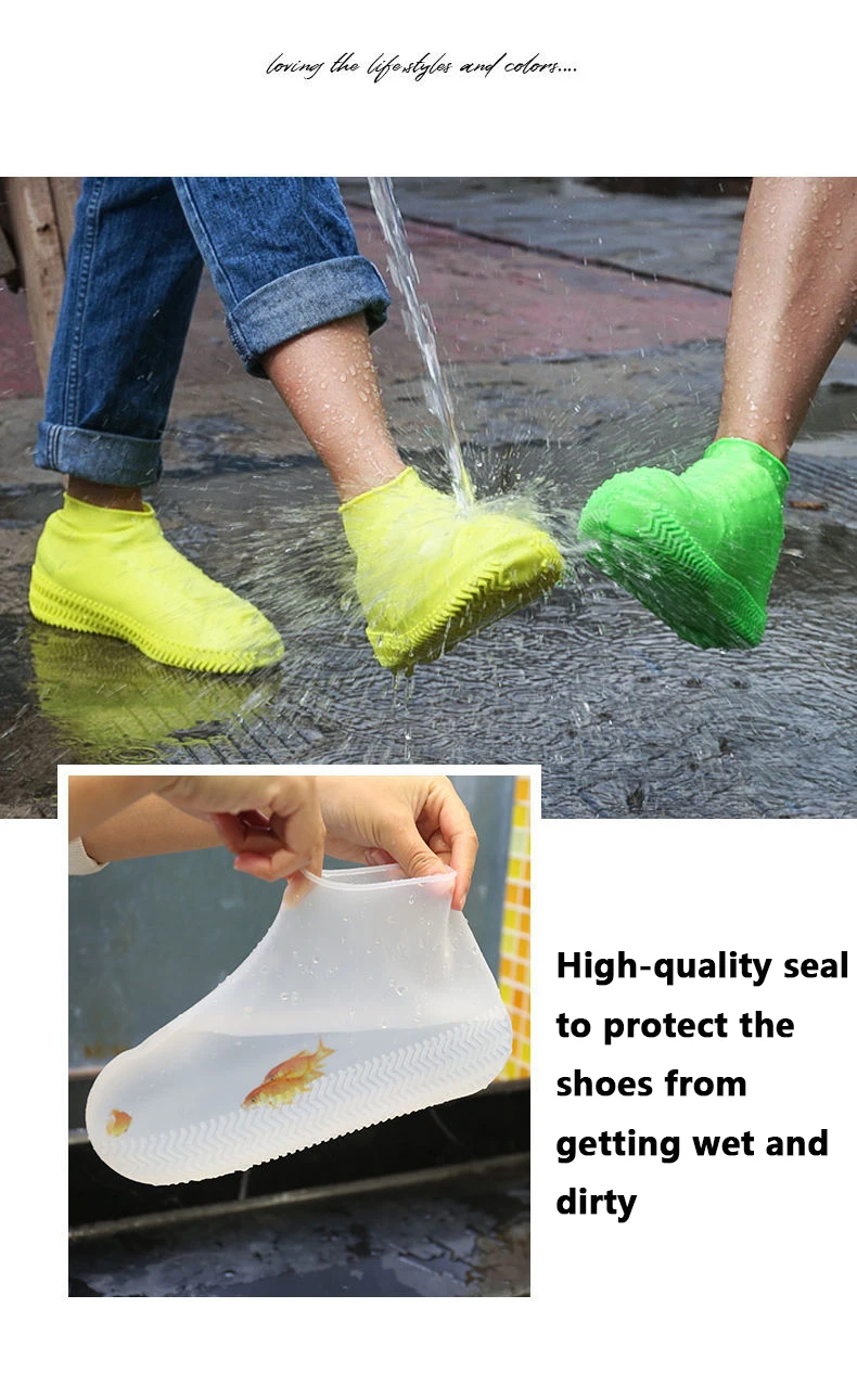 Large Size Durable Rainboots Waterproof Thick Non-slip Wear-resistant Bottom Outdoor Green Rubber Latex Rainproof Shoes Cover