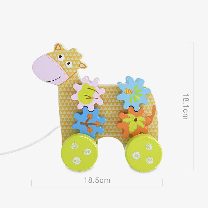 Dragging Calf Деревянные строительные блоки колеса, игрушки, цвет и знания о животных для детей, интерактивные творческие Интеллектуальные развивающие игрушки - Цвет: Dragging Calf