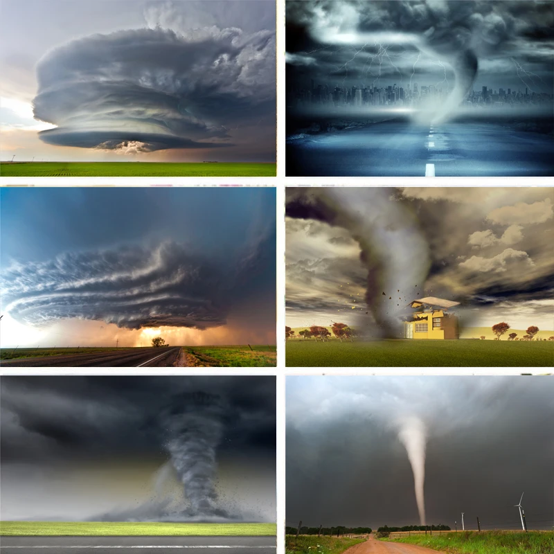 Виниловый фон для фотосъемки с изображением Торнадо прямой грязевой дороги в