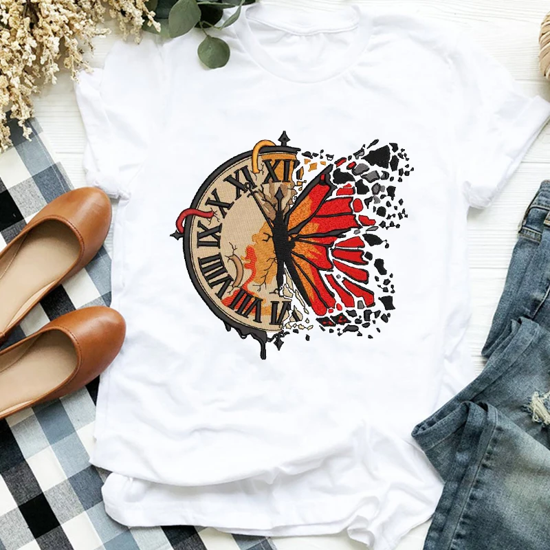 

Women Lady Floral Butterfly Love Heart Summer Autumn 90s Print T Tee Womens Tshirt for Female Shirt Clothes Top Graphic T-shirt