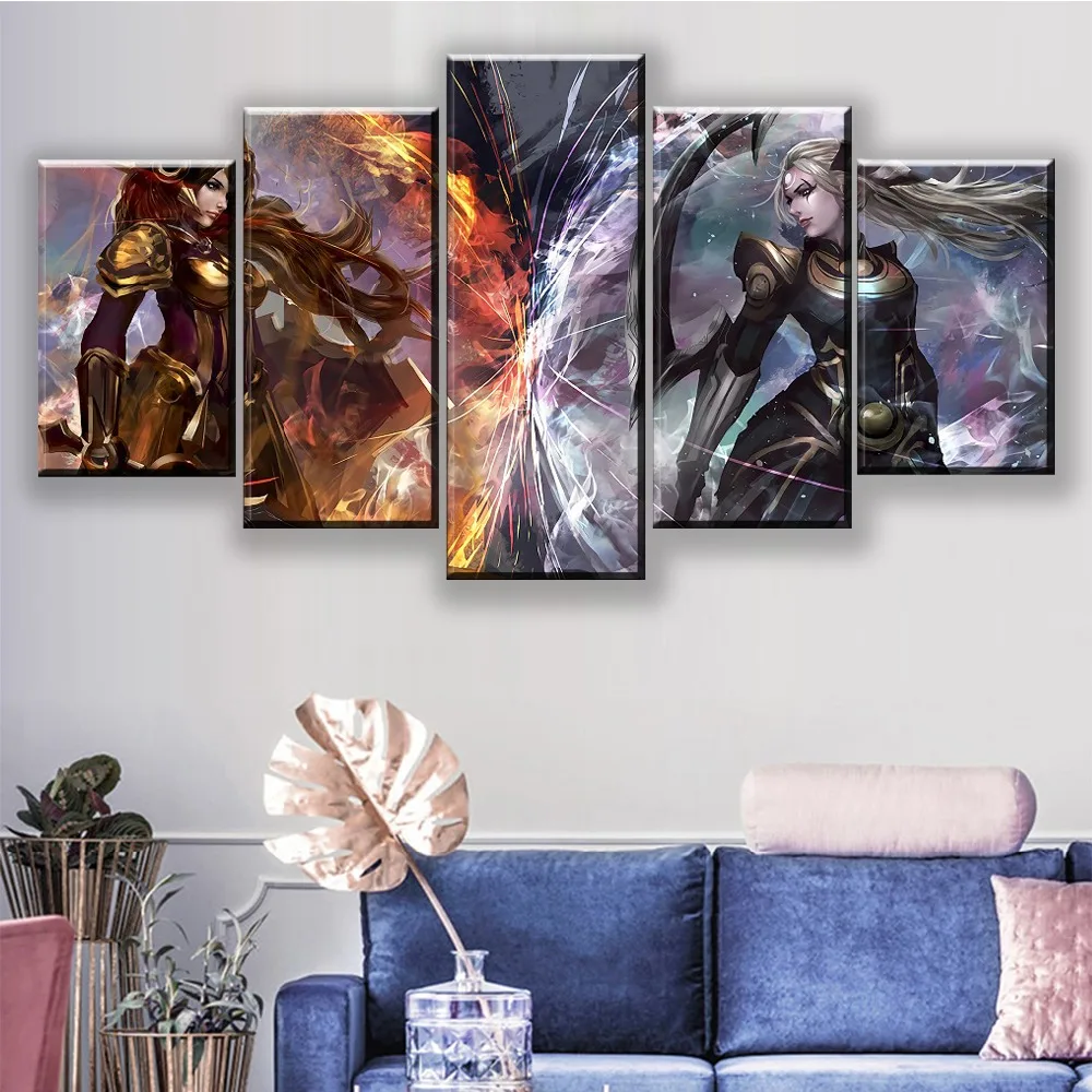 Модульная картина каркас холст HD печать 5 шт. легенды Лига Диана и Леона настенное