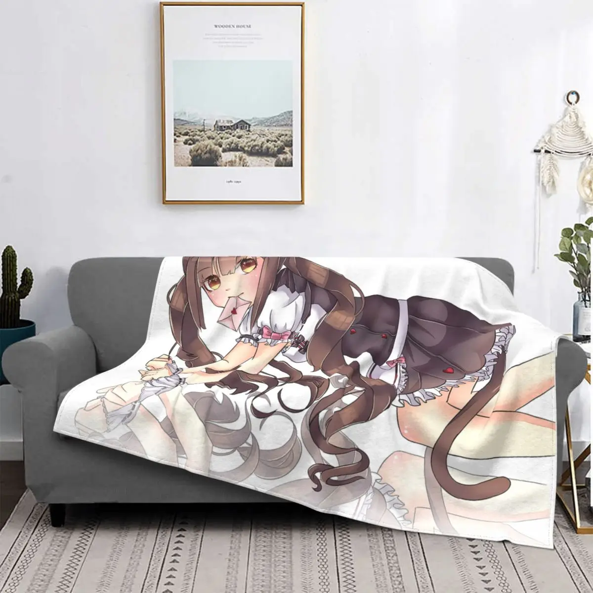 

Nekopara Chocola Blankets Anime Sexy Gir Otaku Fans Flannel Novelty Soft Throw Blankets for Home Spring Autumn